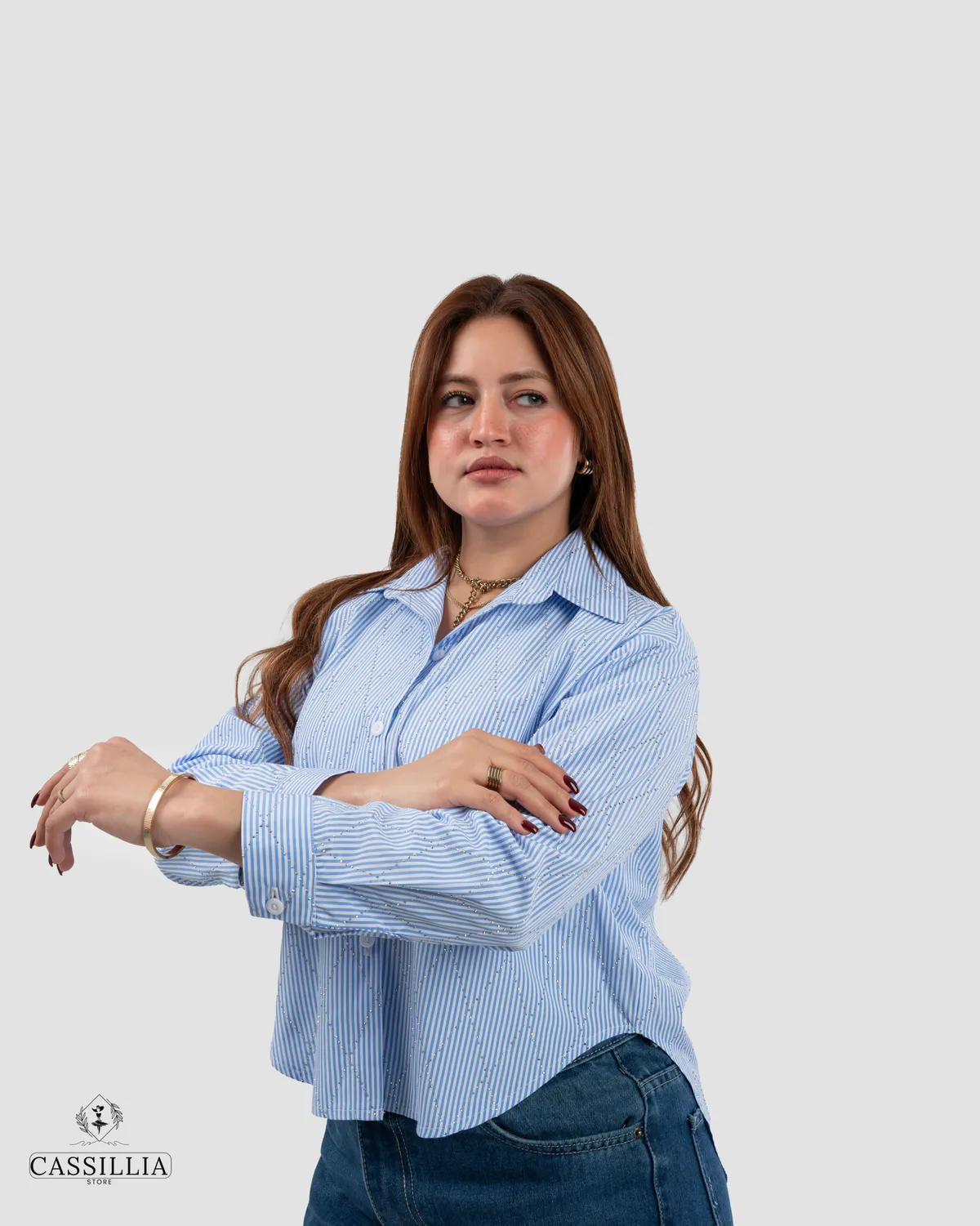 Striped Rhinestone Shirt - View 3