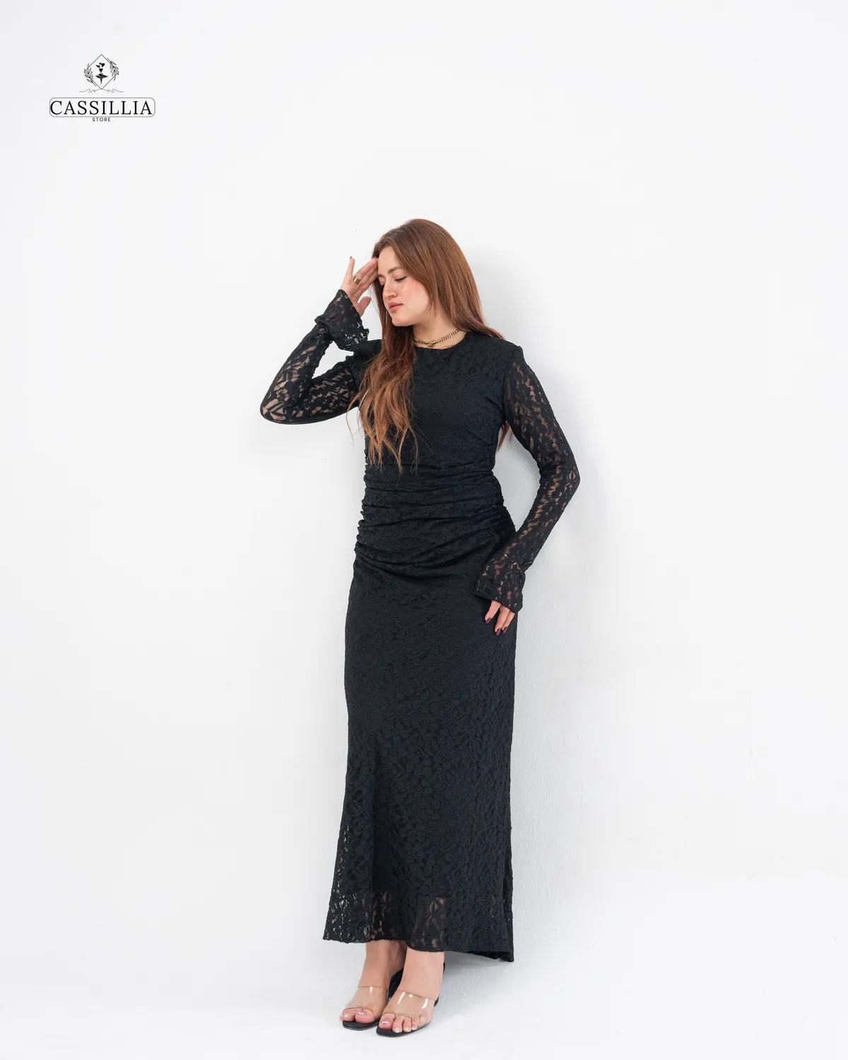 Long Guipure Lace Dress - View 8