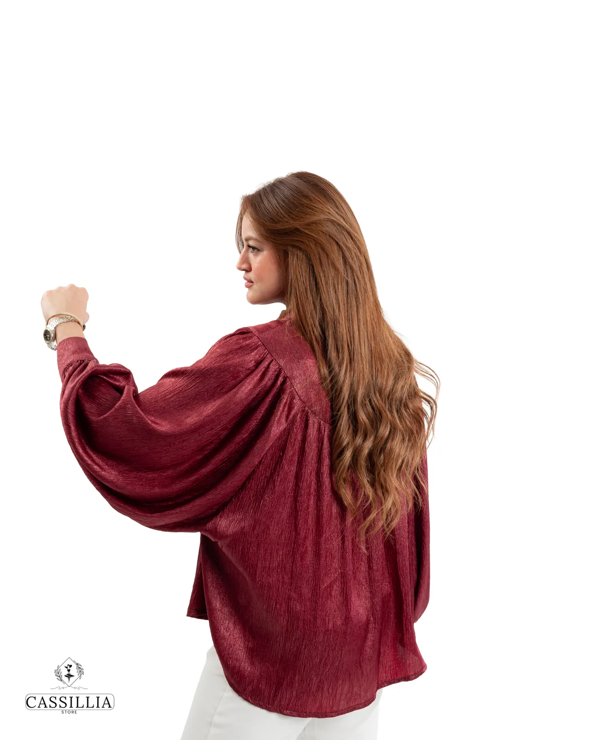 Pleated Balloon Sleeve Blouse - View 4