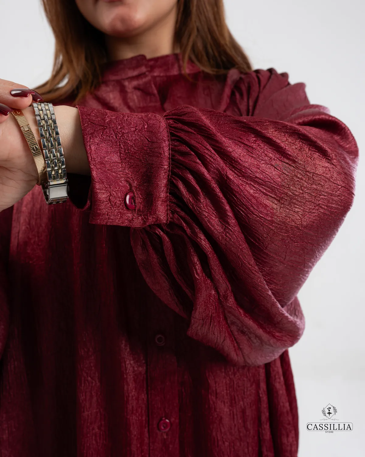 Pleated Balloon Sleeve Blouse - View 6
