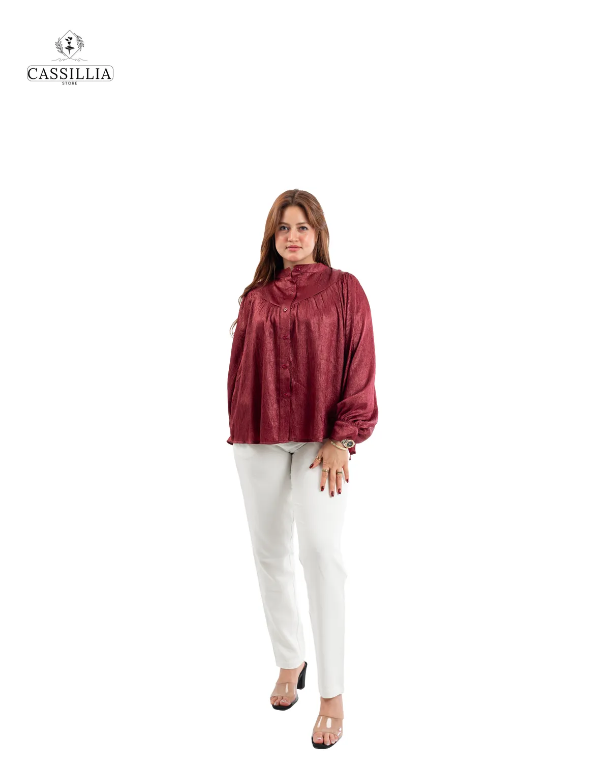 Pleated Balloon Sleeve Blouse - View 7